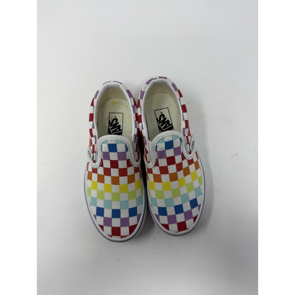 Vans Kids Slip-On Shoes Rainbow Checkerboard Skate Sneakers Size 12 - Picture 2 of 5